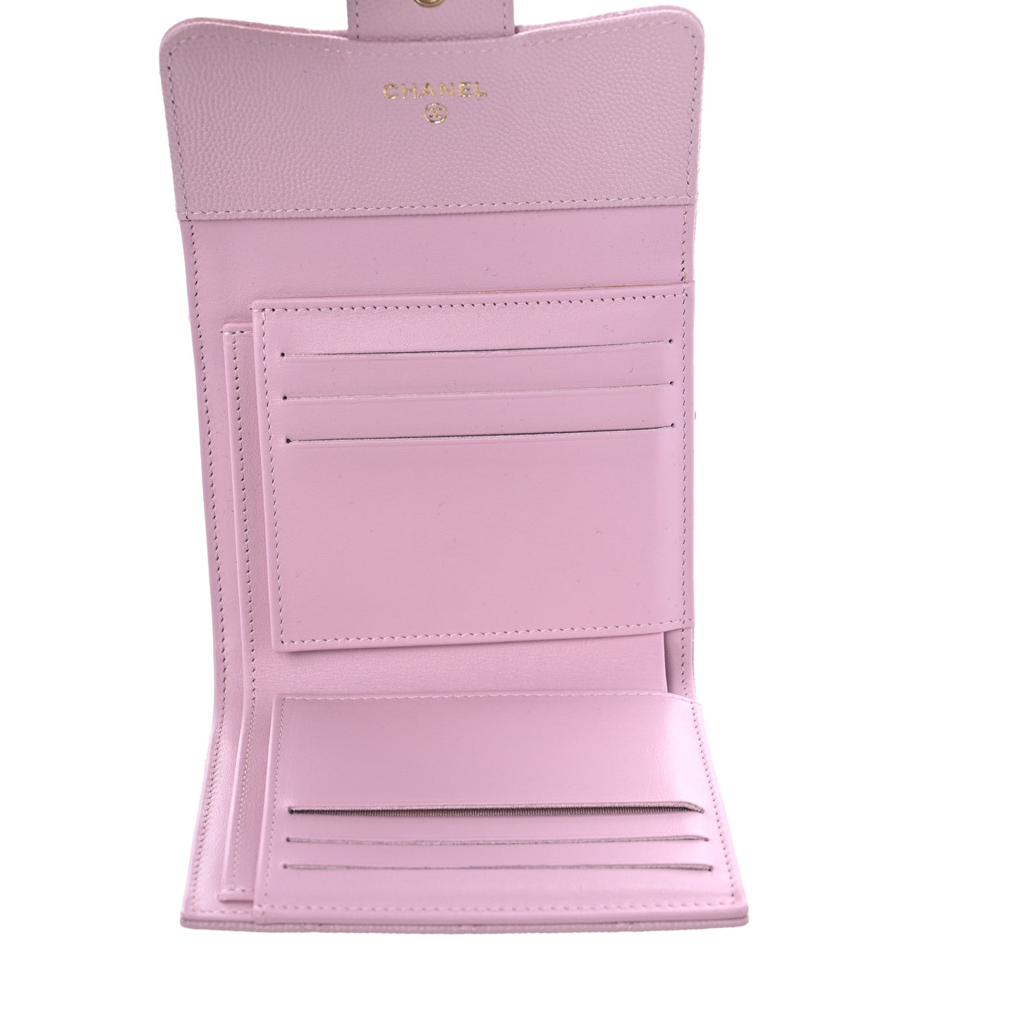 Caviar Quilted Compact Flap Wallet Light Pink