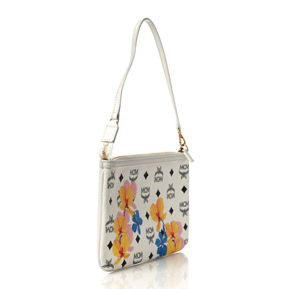 MCM Visetos Anya Essential Floral Print Shopper Tote Pouch White 3 of 8