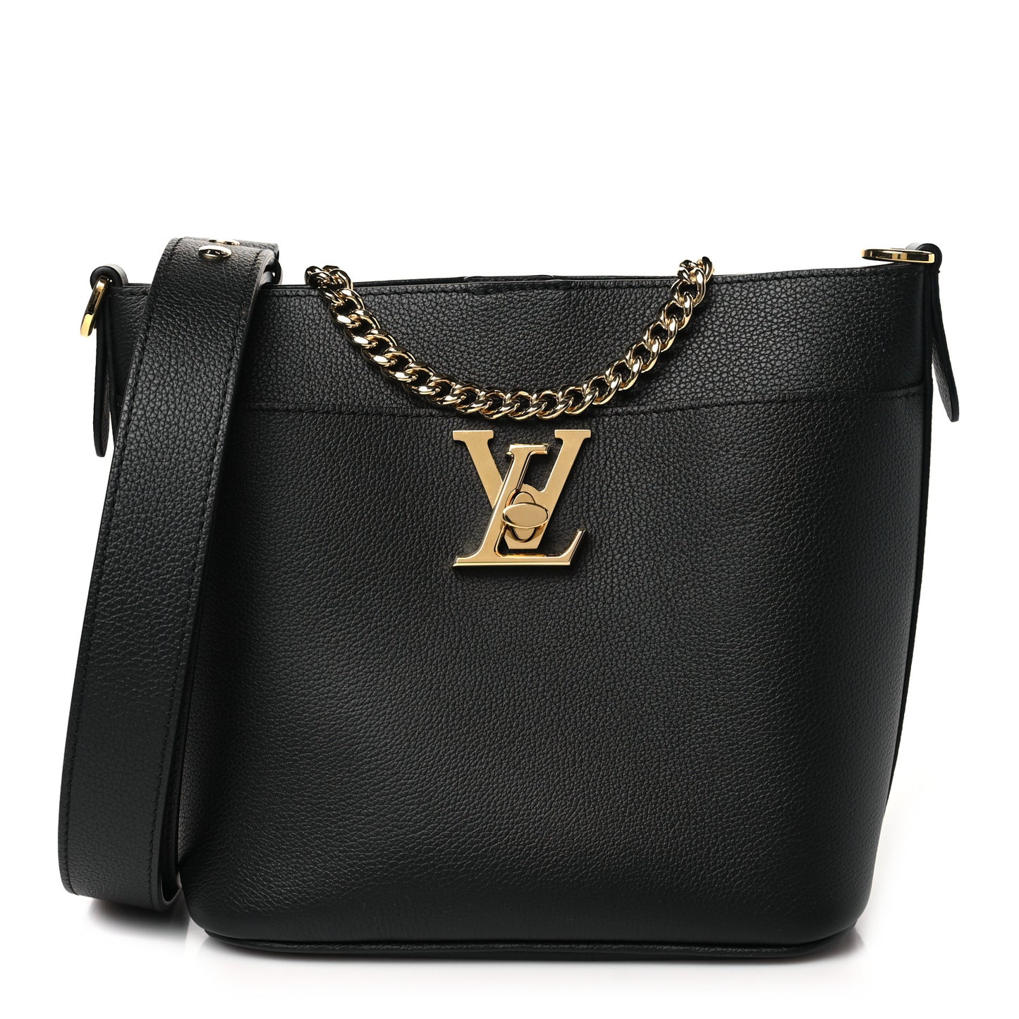 Calfskin Lock and Walk Bucket Black