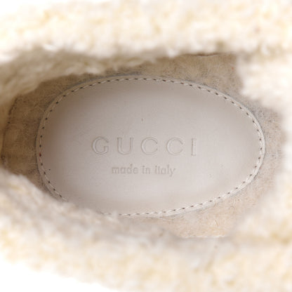 Gucci Wool Faux Shearling G Rhombus Womens Victor Ankle Boots 38 Beige Cocoa 9 of 10
