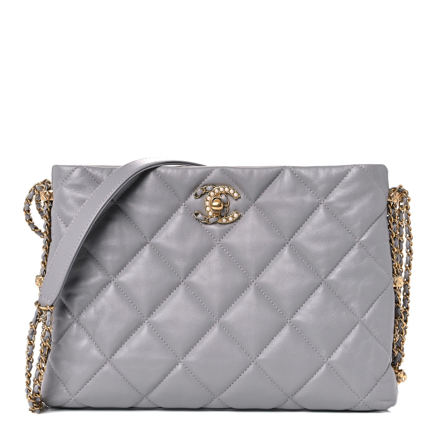 Chanel Lambskin Quilted Crush on Chains Hobo Grey 1 of 11