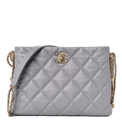 Chanel Lambskin Quilted Crush on Chains Hobo Grey 1 of 11