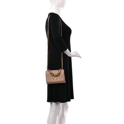 Chanel Calfskin Quilted Pearl Jewel Chain Flap Beige 2 of 10