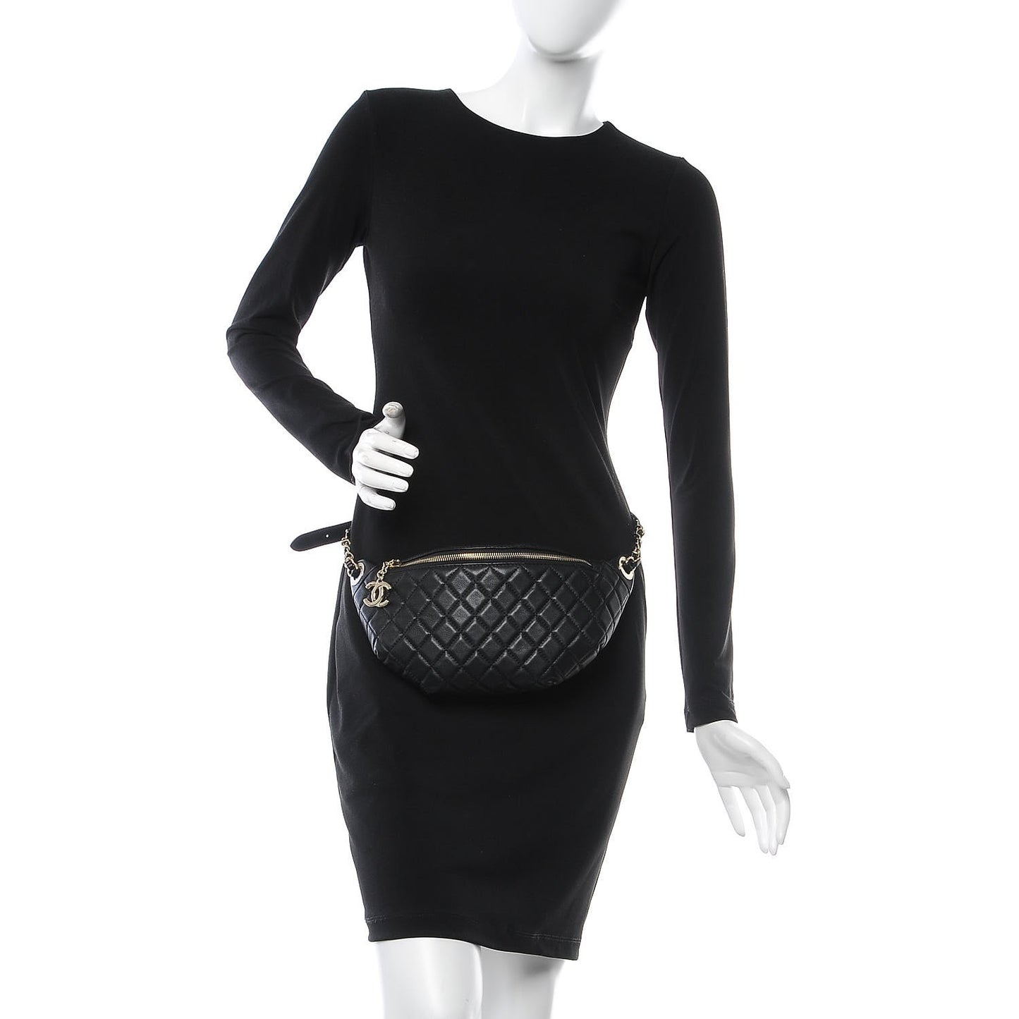 Calfskin Quilted Waist Bag Black