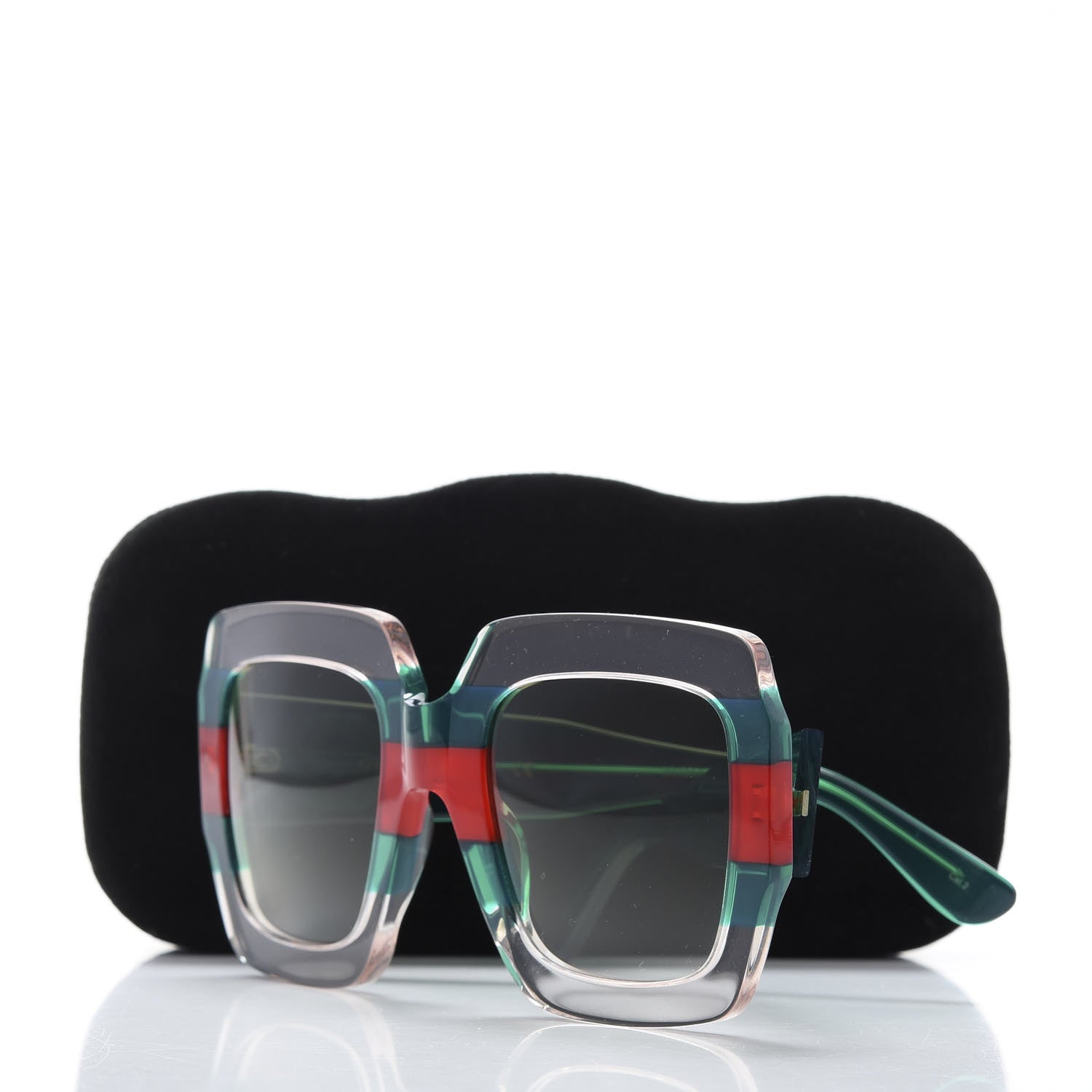 Gucci Square Web Frame GG0178S Sunglasses Green Red 8 of 8