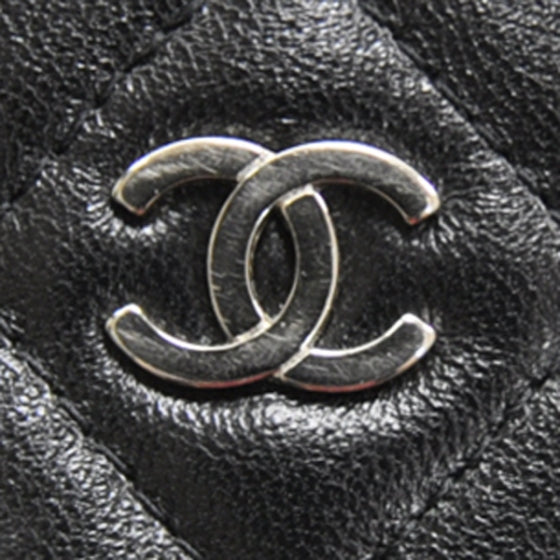 Lambskin Quilted Card Holder Black