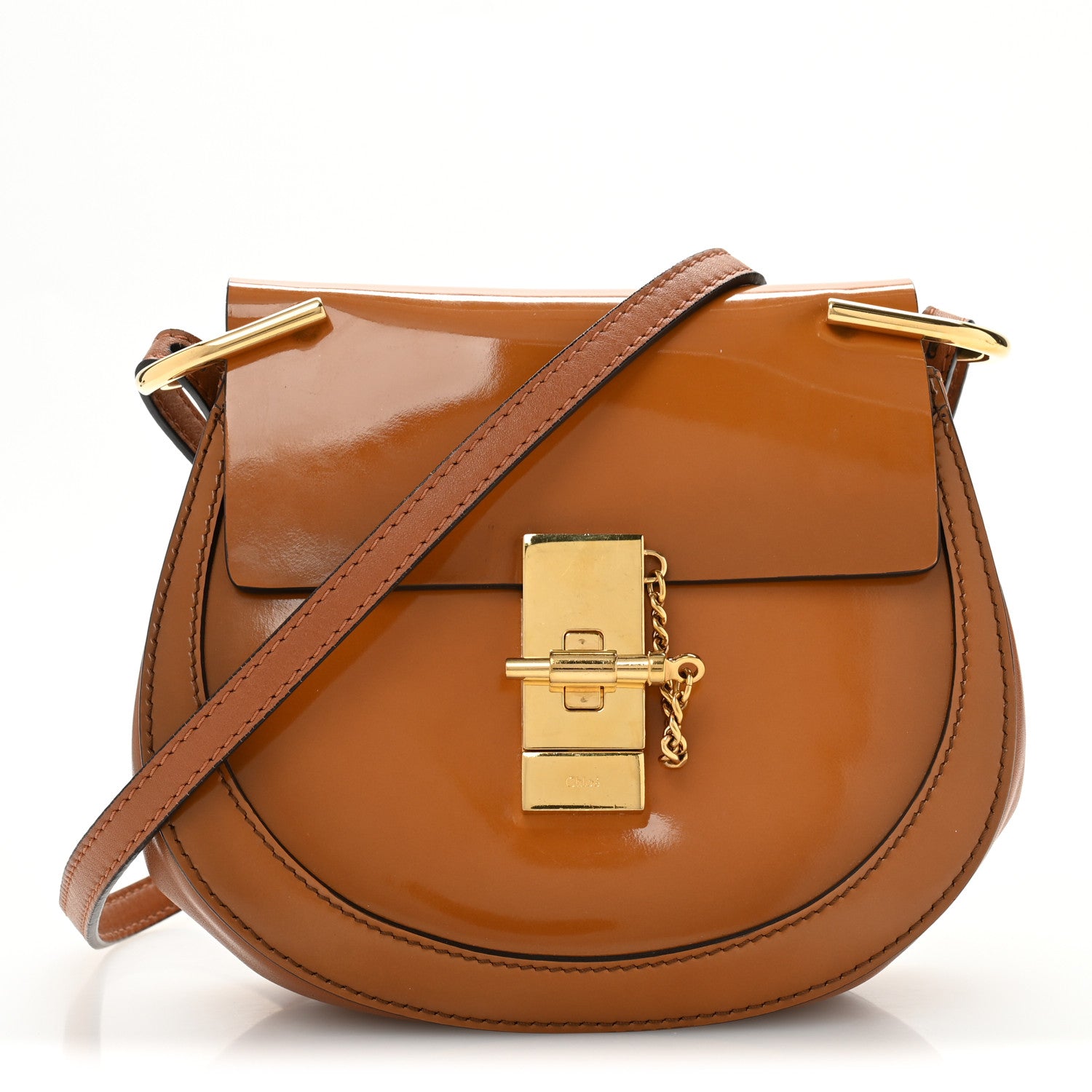 Chloe Patent Calfskin Mini Drew Bijou Shoulder Bag Caramel 1 of 13