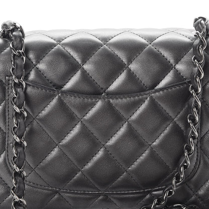 Chanel Metallic Lambskin Quilted Mini Rectangular Flap Dark Grey 8 of 11