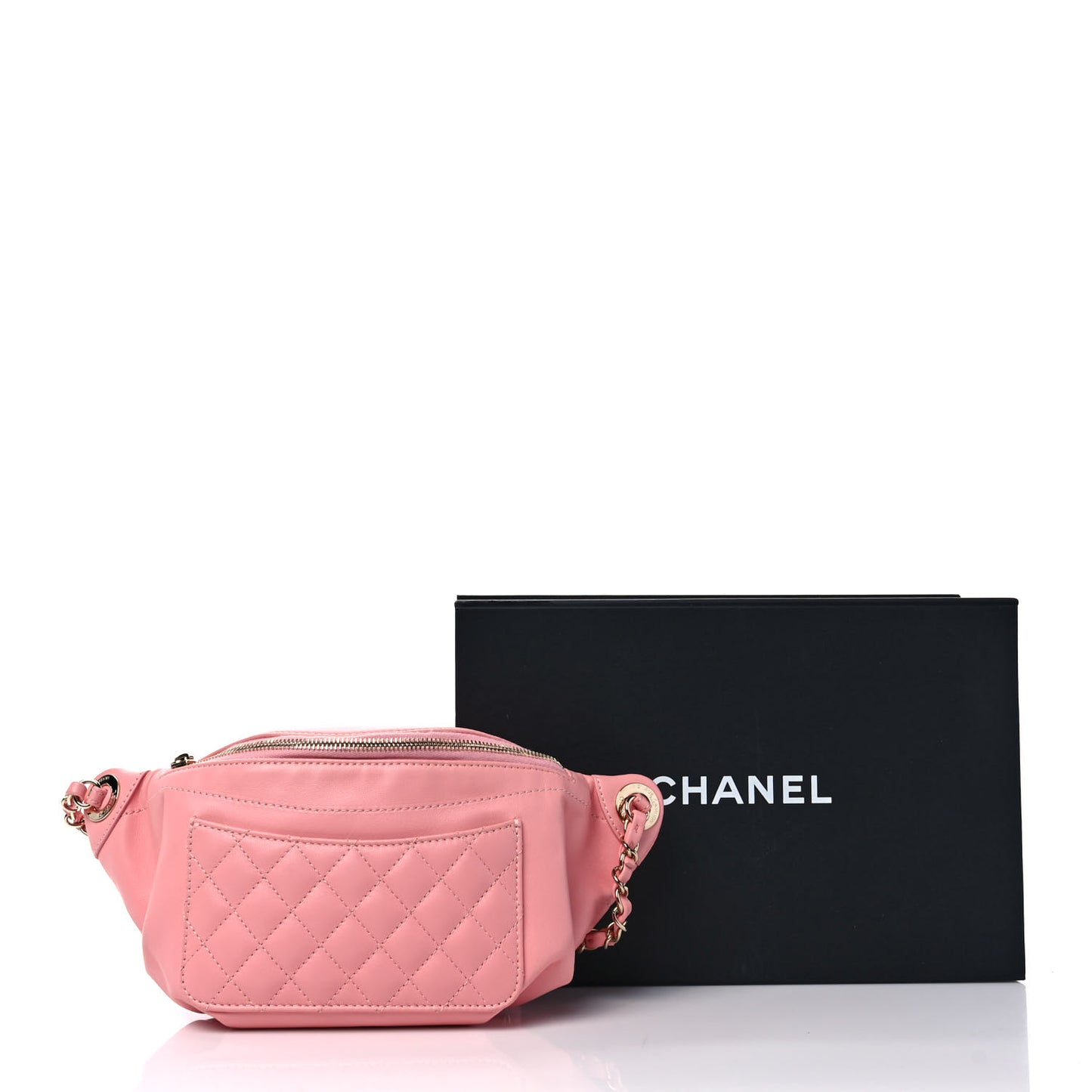 Lambskin Quilted Waist Belt Bag Pink