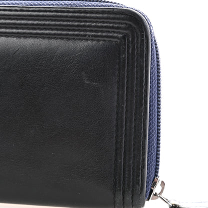 Chanel Calfskin Large Bi-Color Zip Around Boy Wallet Black Navy 10 of 11