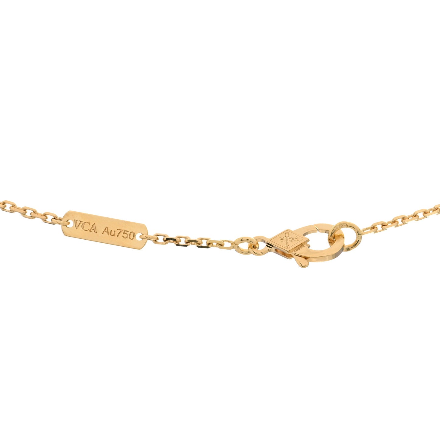 18K Yellow Gold Mother of Pearl Vintage Alhambra Pendant Necklace