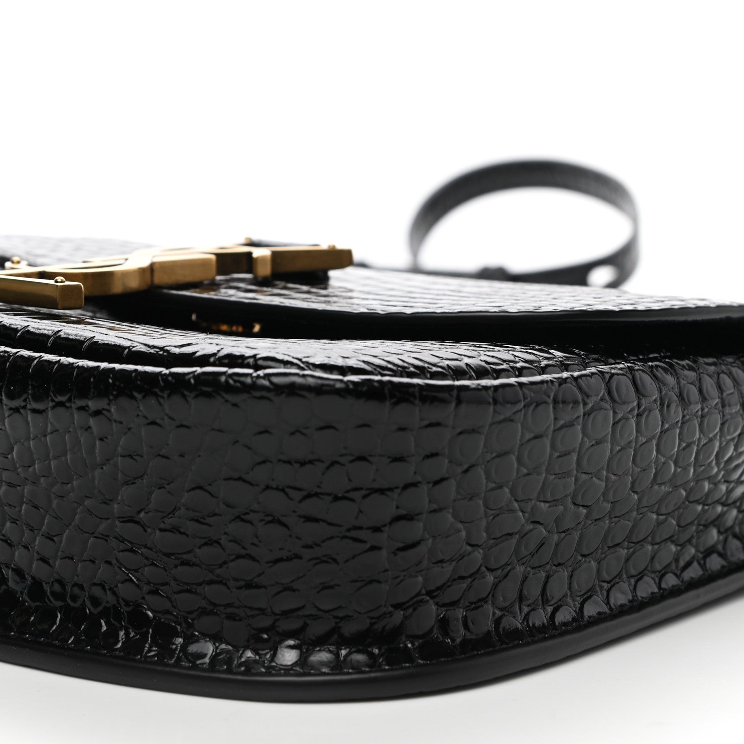 Saint Laurent Crocodile Embossed Calfskin Small Kaia Satchel Black 6 of 10