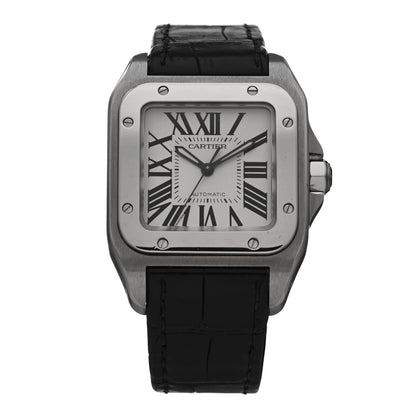 Cartier Stainless Steel Alligator 33mm Santos 100 Automatic Watch 1 of 4