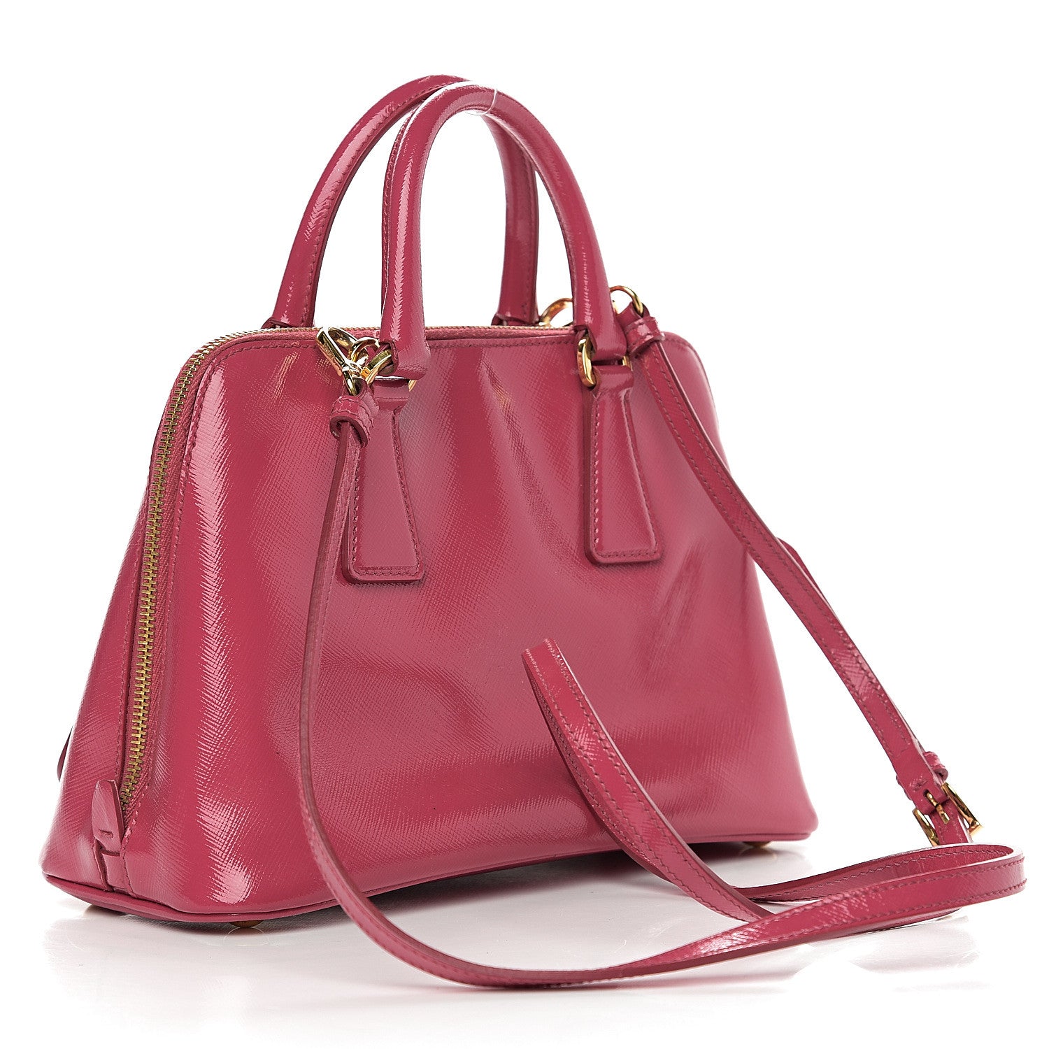 Prada Saffiano Vernice Small Promenade Tote Peonia 2 of 10