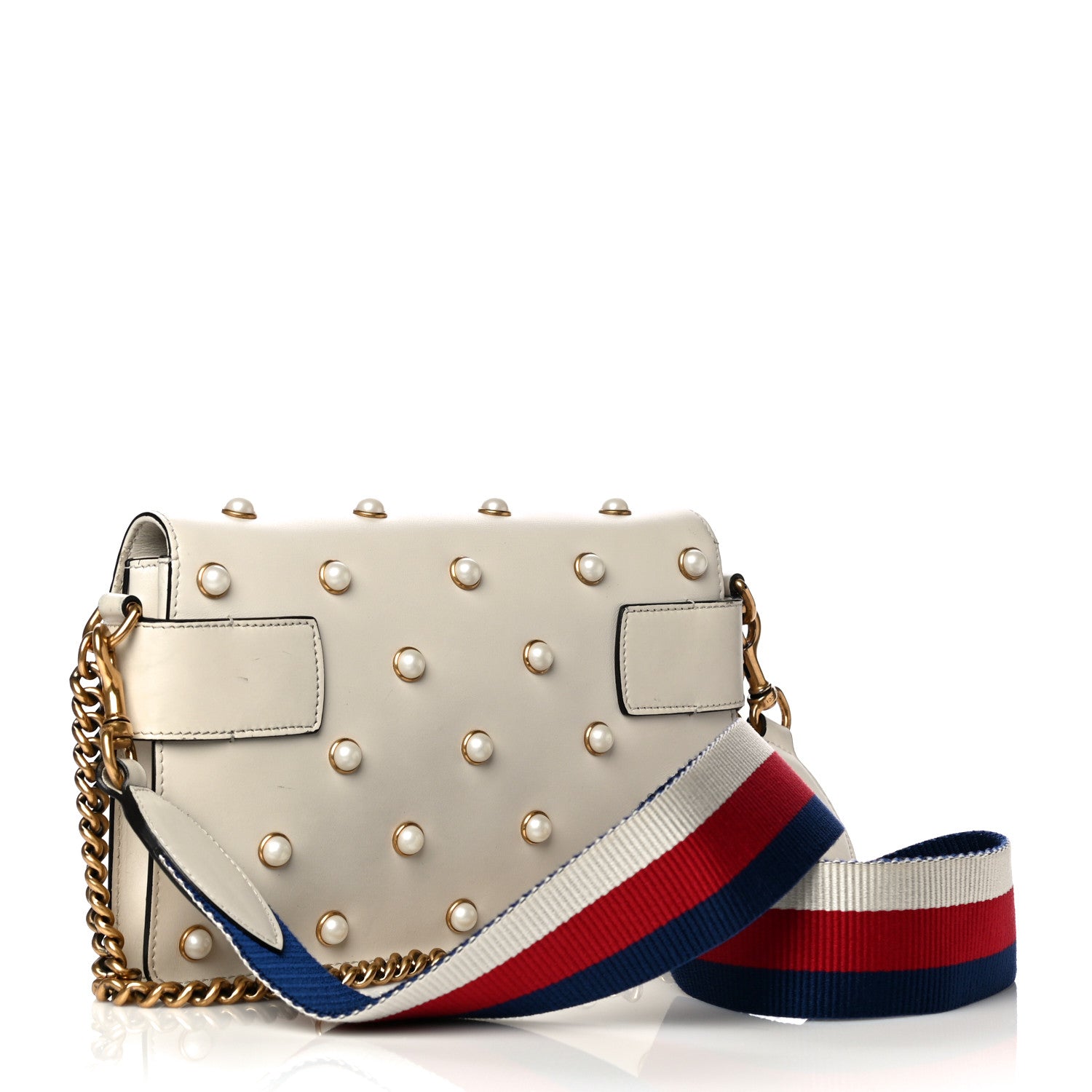 Gucci Nappa Pearl Studded Mini Queen Margaret Broadway Shoulder Bag Mystic White 2 of 17