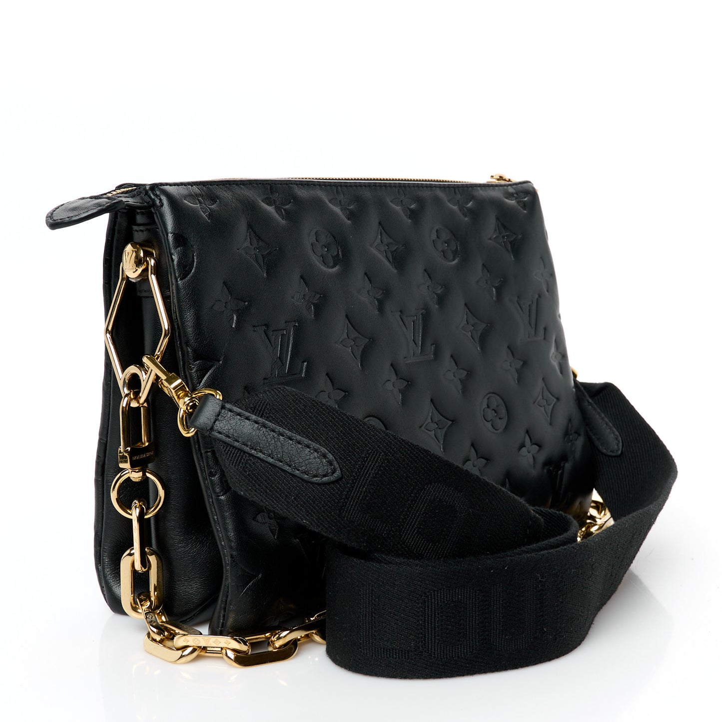 Lambskin Embossed Monogram Coussin PM Black