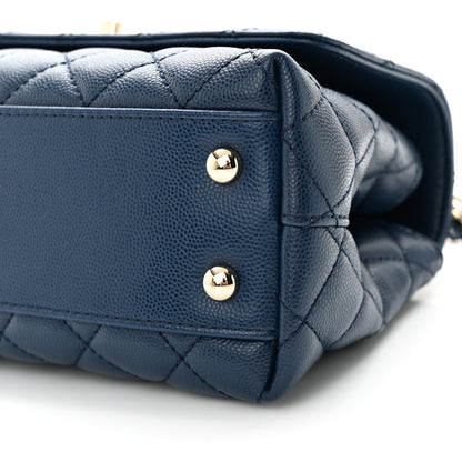 Chanel Caviar Quilted Lizard Embossed Mini Coco Handle Flap Navy Blue 10 of 13