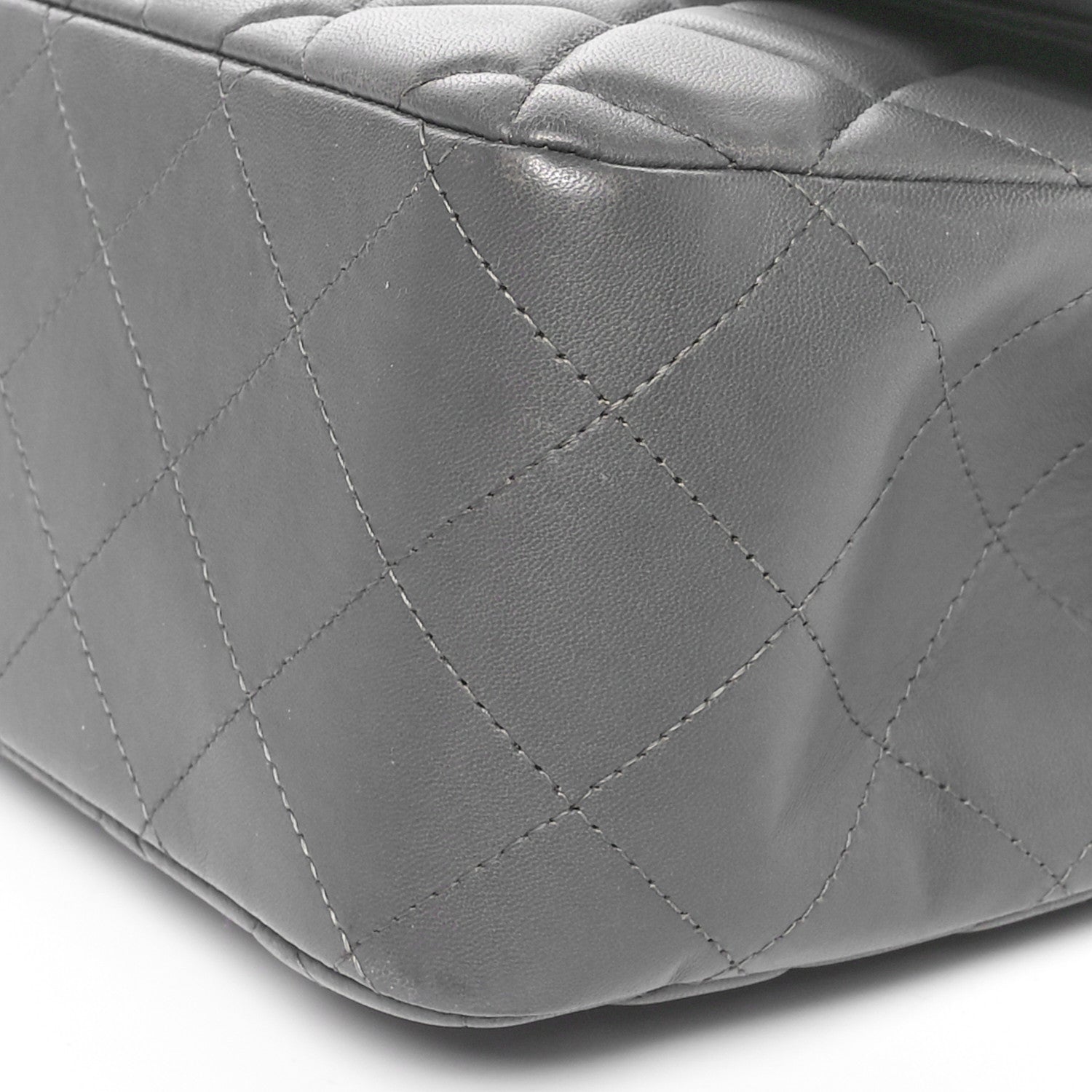 Chanel Lambskin Quilted Jumbo Double Flap Dark Grey 10 of 11