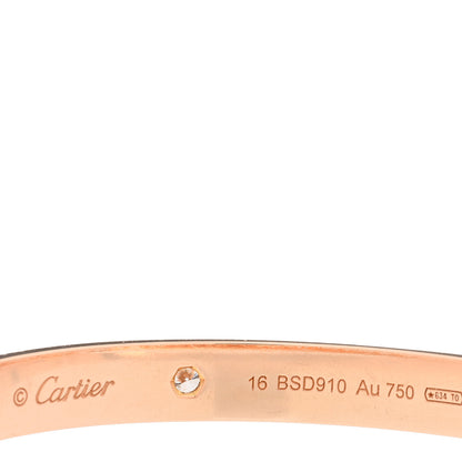 Cartier 18K Pink Gold 4 Diamond LOVE Bracelet 16 3 of 4