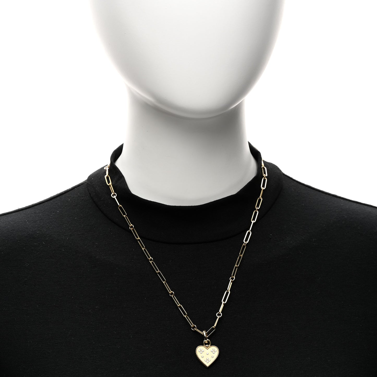 18K Yellow Gold Diamond Venetian Princess Heart Medallion Charm Necklace