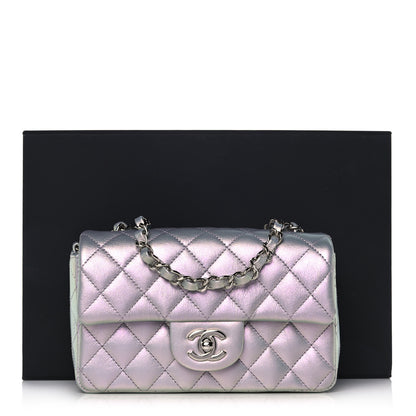 Chanel Iridescent Calfskin Quilted Mini Rectangular Flap Purple 11 of 11