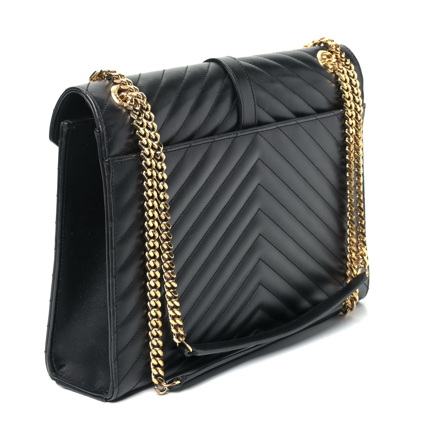 Grain De Poudre Matelasse Chevron Large Monogram Satchel Black