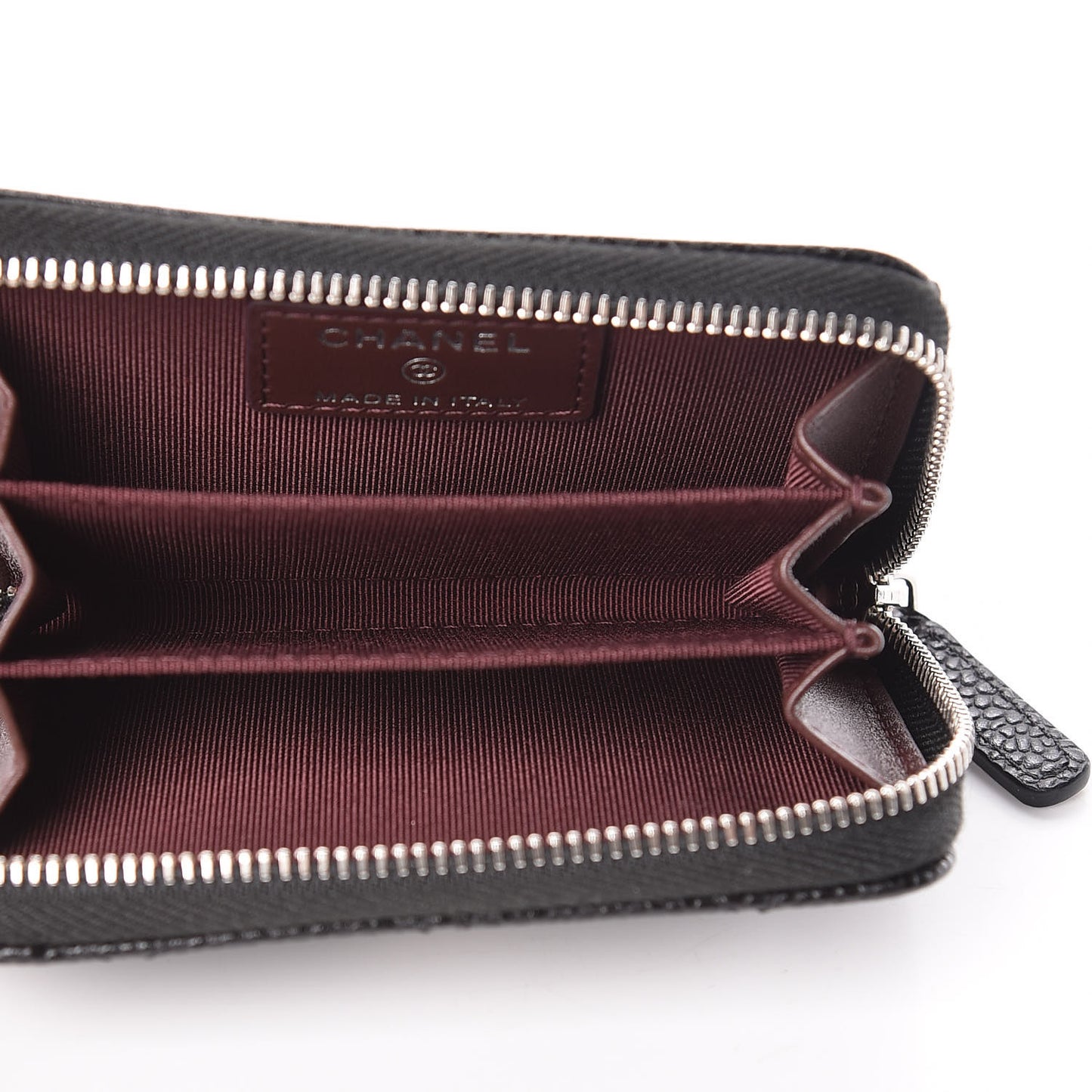 Caviar Quilted Zip Coin Purse Black