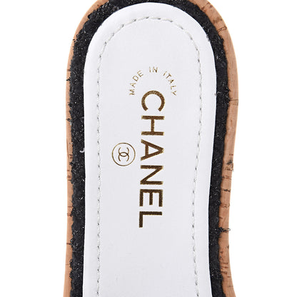 Chanel Tweed Cork CC Chain Mule Sandal 39 Black 7 of 10