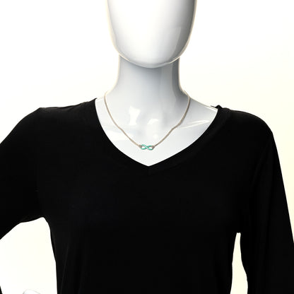 Tiffany Sterling Silver Enamel Infinity Necklace Blue 2 of 6