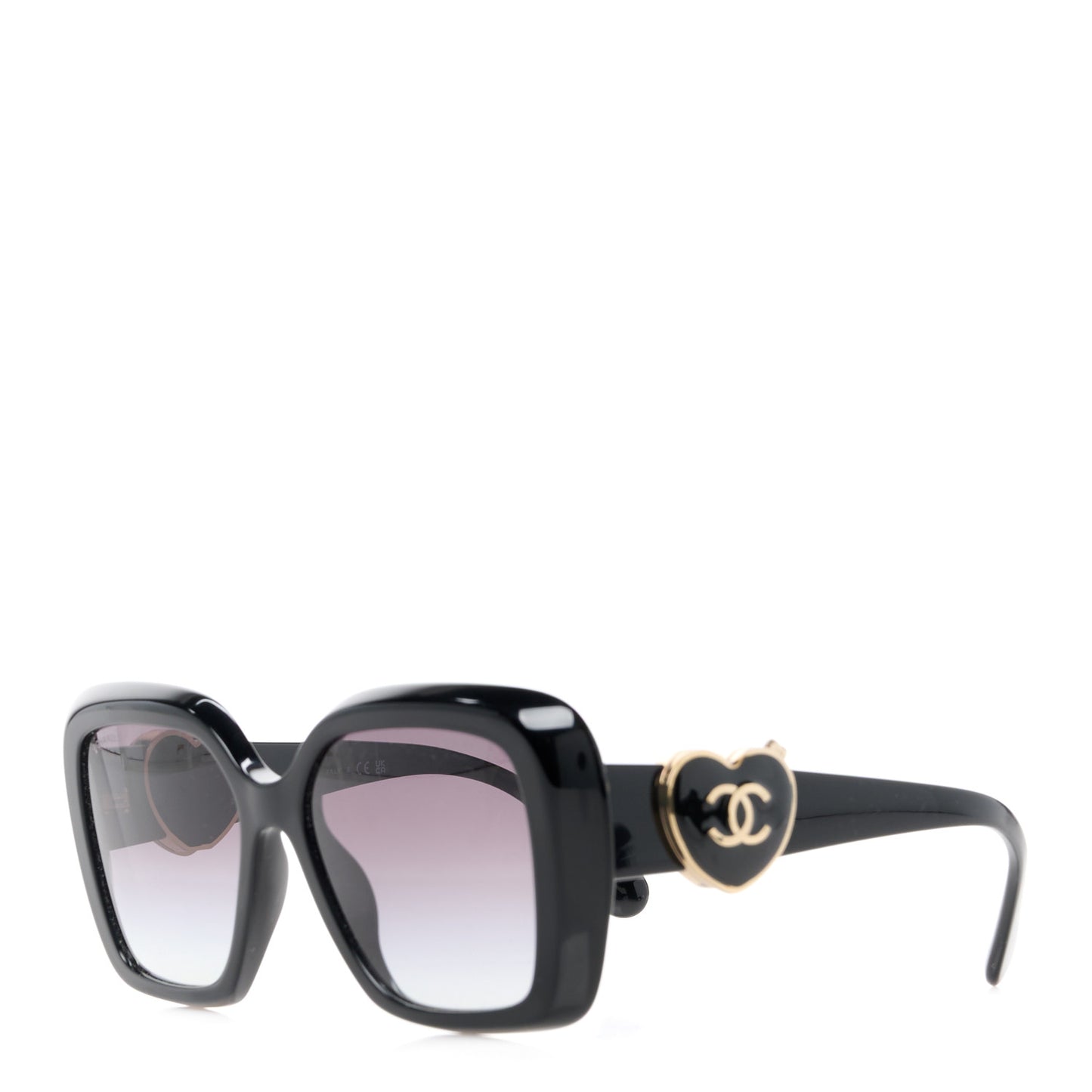 Acetate Enamel Heart Square Sunglasses 5518 Black