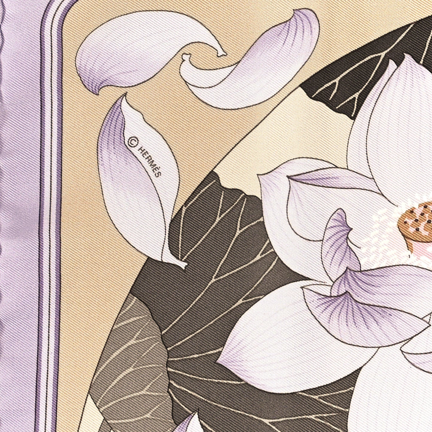 Silk Fleurs de Lotus Scarf 90 Parme