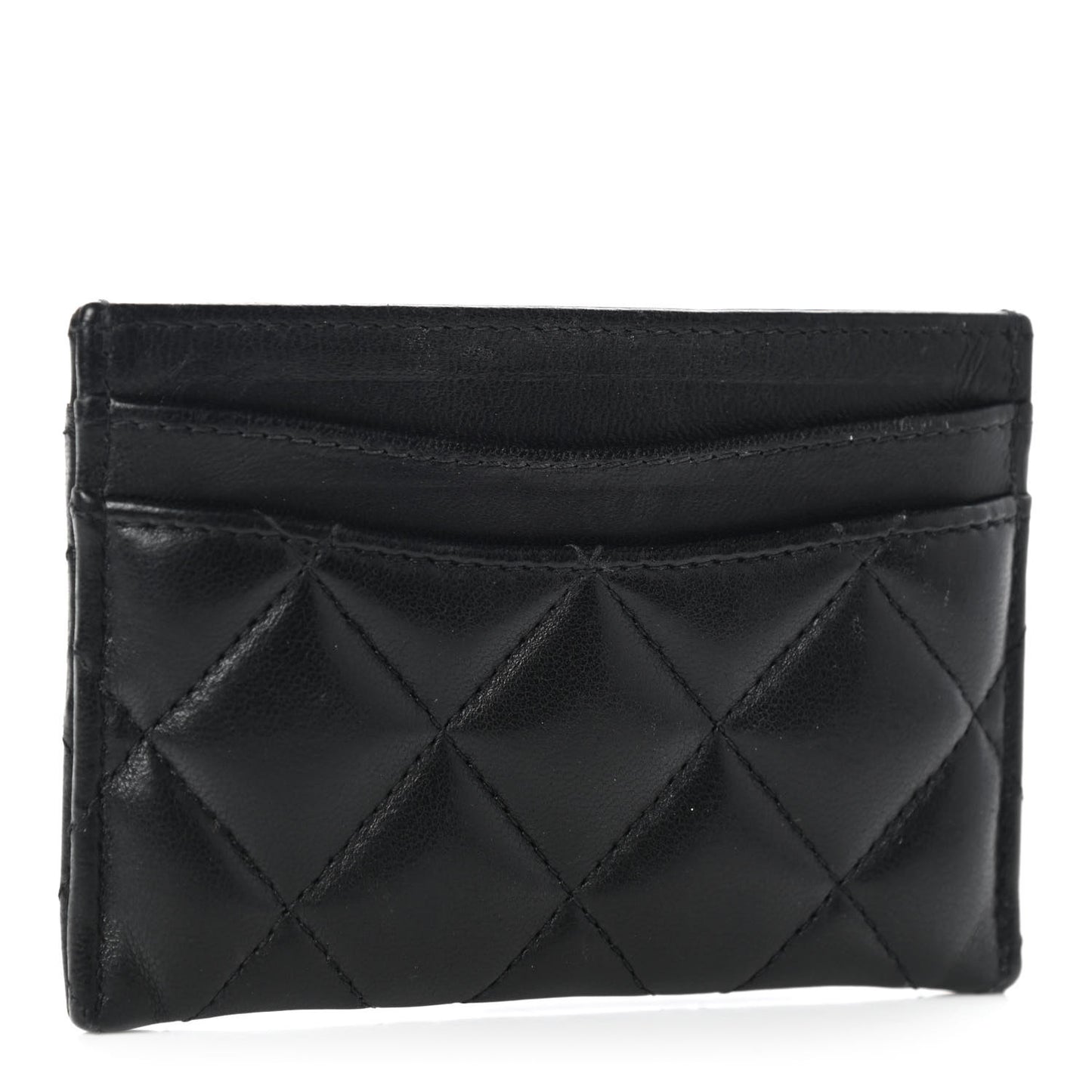 Lambskin Quilted Card Holder Black