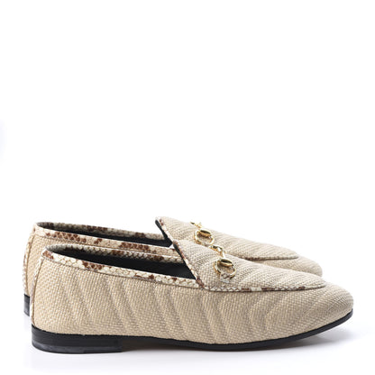 Gucci Raffia Elaphe Matelasse Horsebit Womens Jordaan Loafers 39 Natural Cream Brown 4 of 10