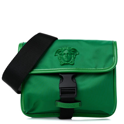 Versace Nylon Palazzo Medusa Crossbody Messenger Bag Green Water 1 of 8