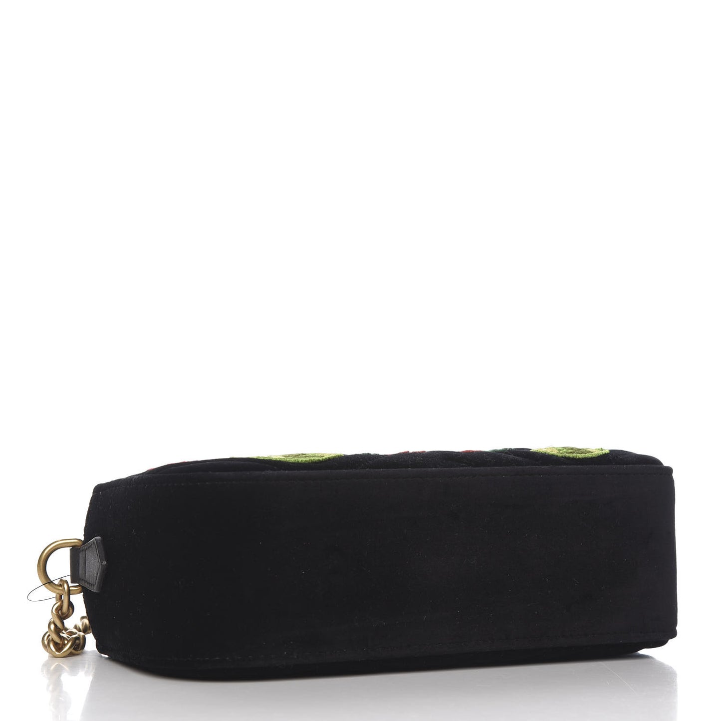Velvet Matelasse Deer Embroidered Small GG Marmont Chain Shoulder Bag Black
