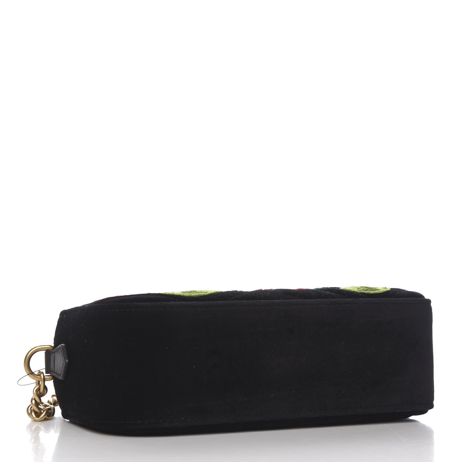 Gucci Velvet Matelasse Deer Embroidered Small GG Marmont Chain Shoulder Bag Black 3 of 9
