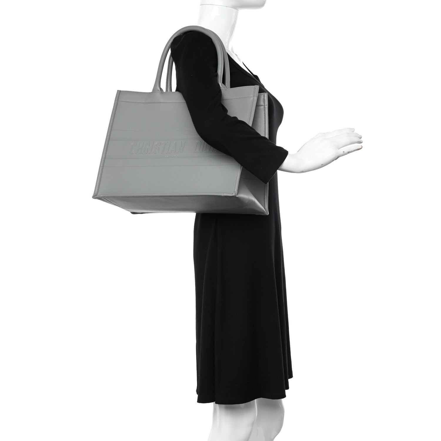 Christian Dior Calfskin Embossed Medium Book Tote Grey 2 of 13