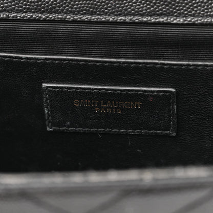 Saint Laurent Grain De Poudre Matelasse Chevron Medium Monogram Satchel Black 7 of 20