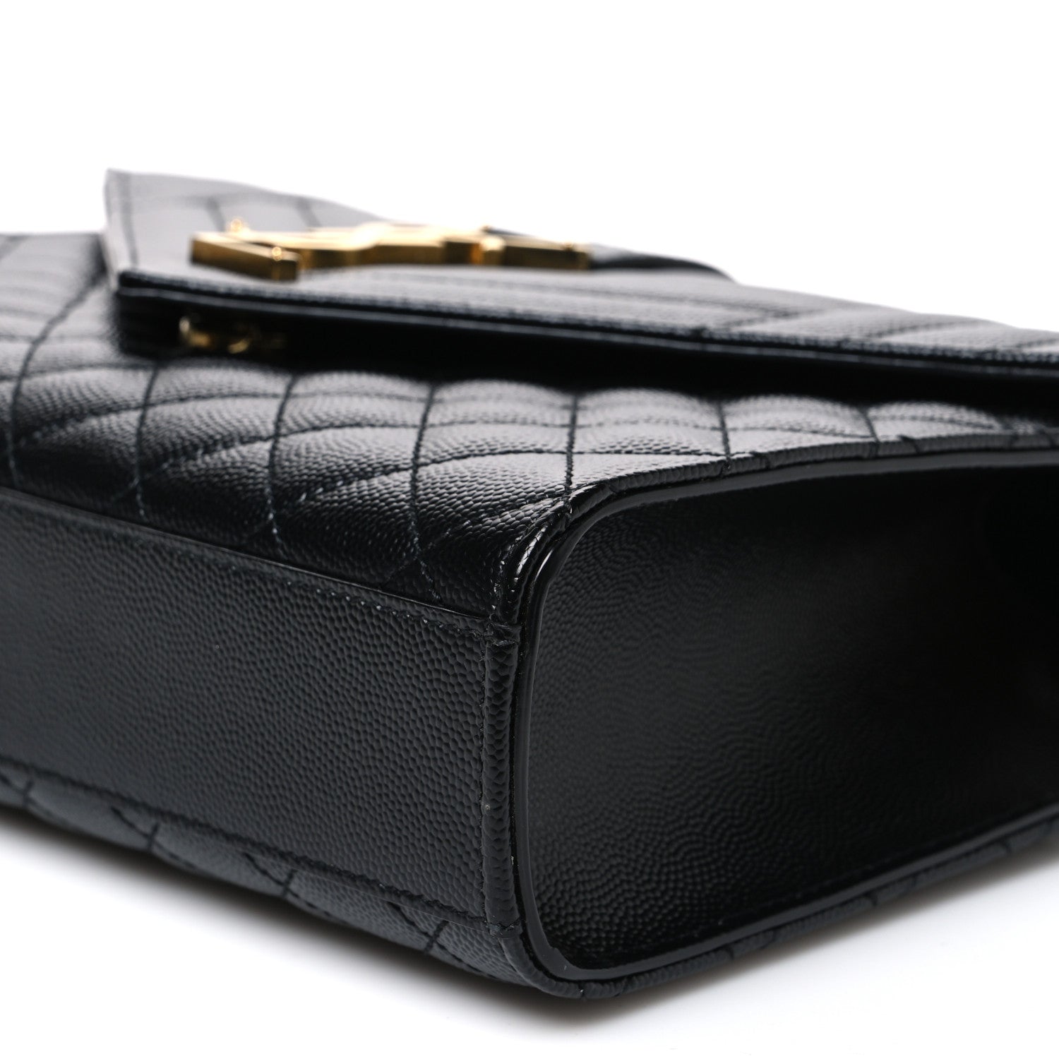 Saint Laurent Grain De Poudre Textured Mixed Matelasse Triquilt Medium Monogram Satchel Black 9 of 10