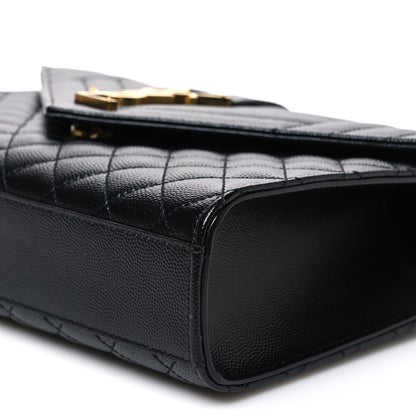 Saint Laurent Grain De Poudre Textured Mixed Matelasse Triquilt Medium Monogram Satchel Black 9 of 10
