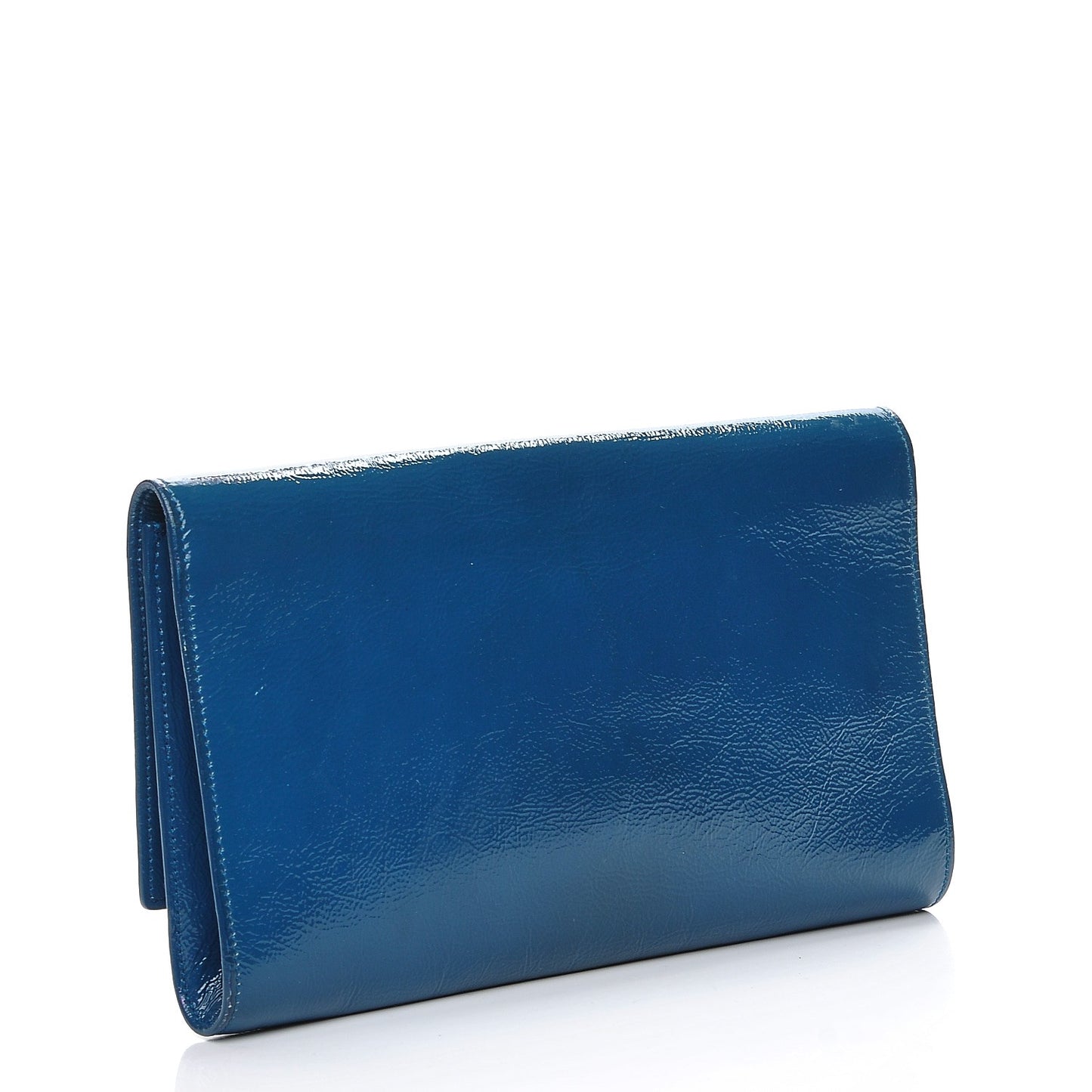 Textured Patent Large Belle de Jour Clutch Blue