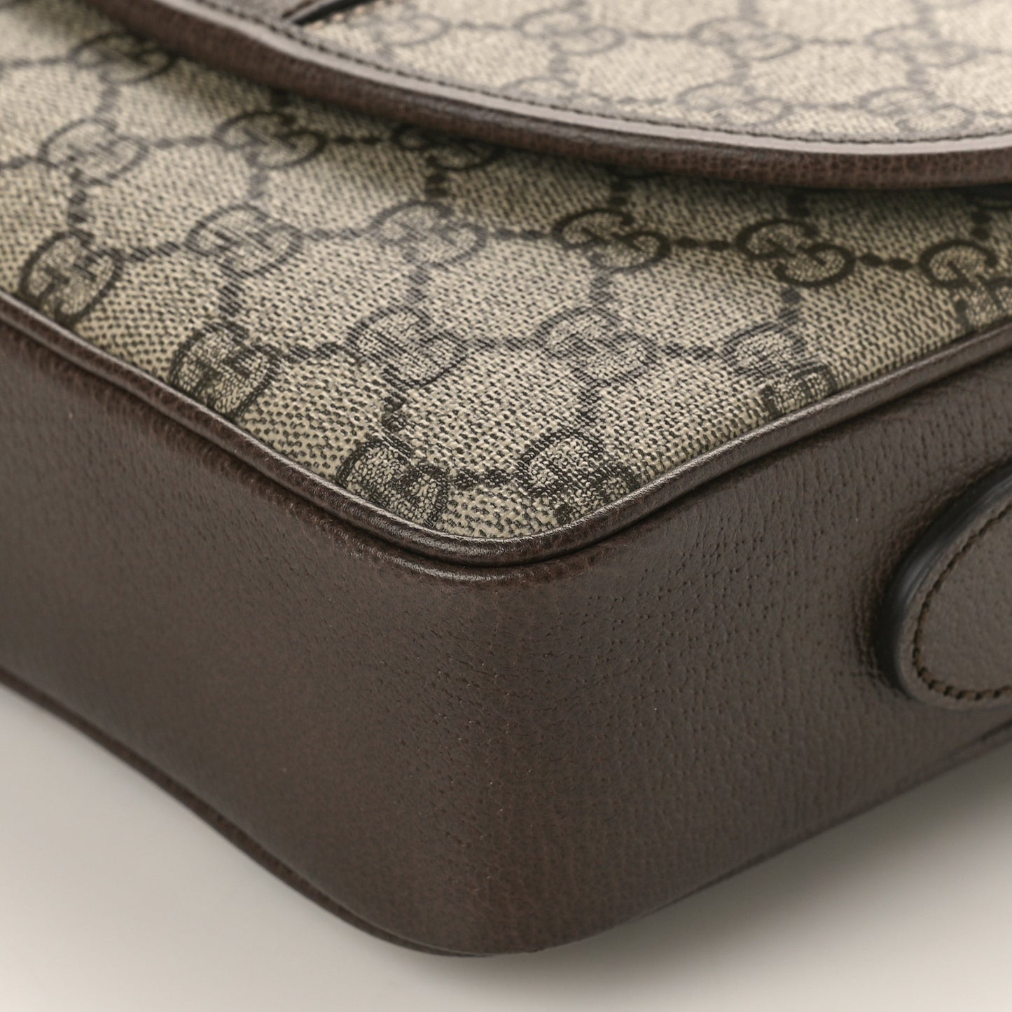 GG Supreme Monogram Textured Dollar Calfskin Web Studded Mini Ophidia Flap Shoulder Bag Beige Ebony New Acero