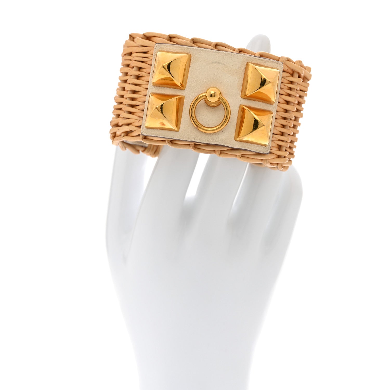 Hermes Wicker Swift Medor Picnic Cuff Bracelet T3 Nata 2 of 6