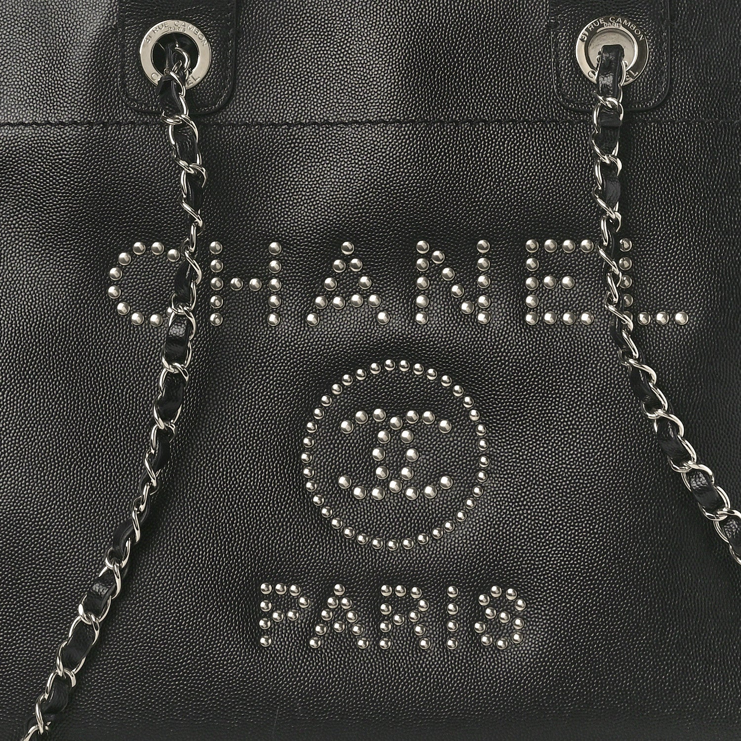 Chanel Caviar Medium Studded Deauville Tote Black 8 of 14