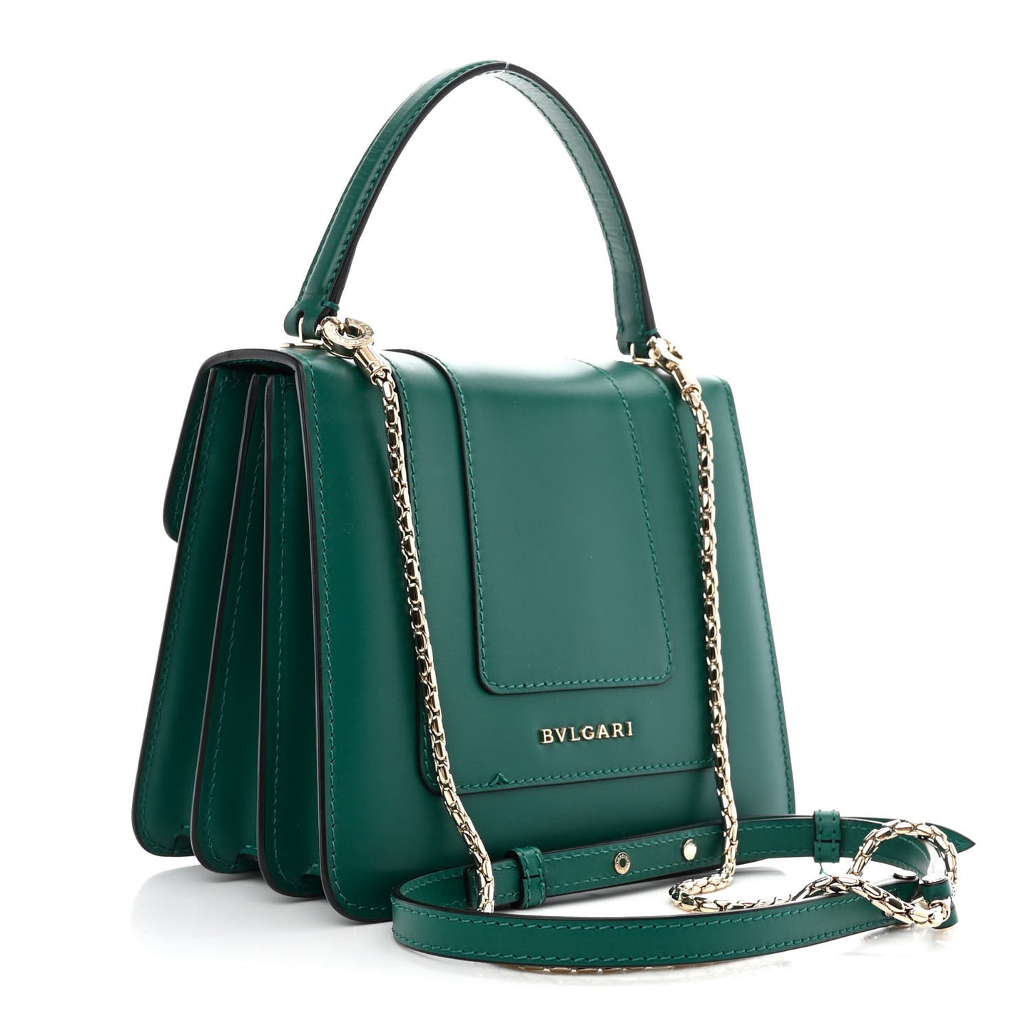 Calfskin Serpenti Forever Top Handle Emerald Green