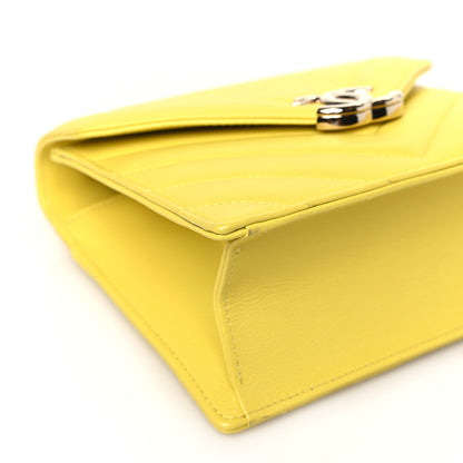 Chanel Calfskin Quilted Chevron Small Envelope Flap Yellow 8 of 9