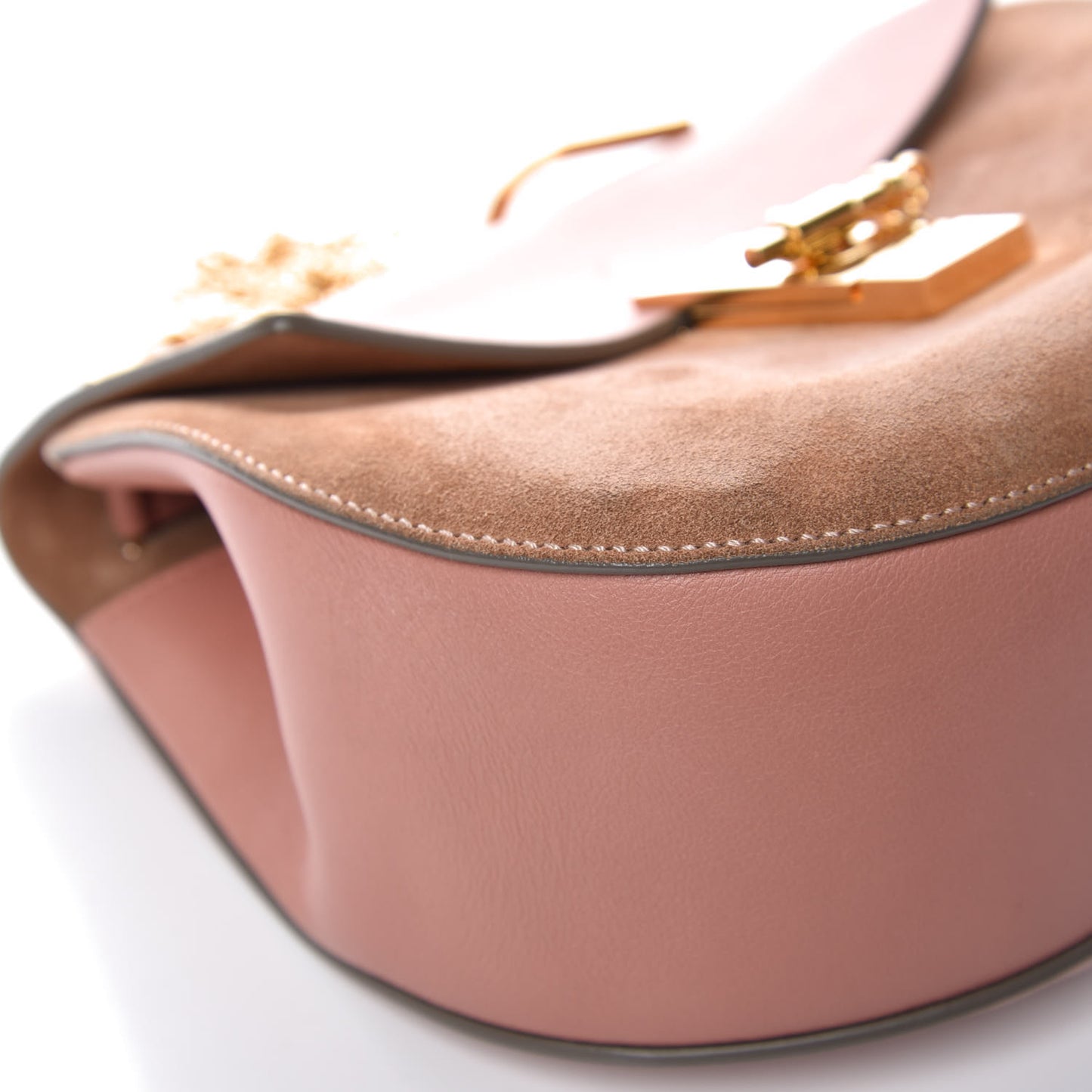 Suede Smooth Calfskin Drew Shoulder Bag Misty Rose