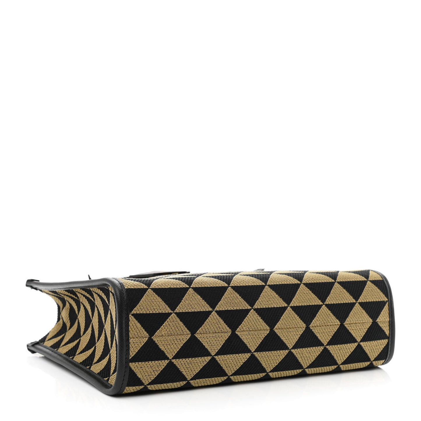 Jacquard Saffiano Triangolo Symbole Embroidered Small Tote Black Corda