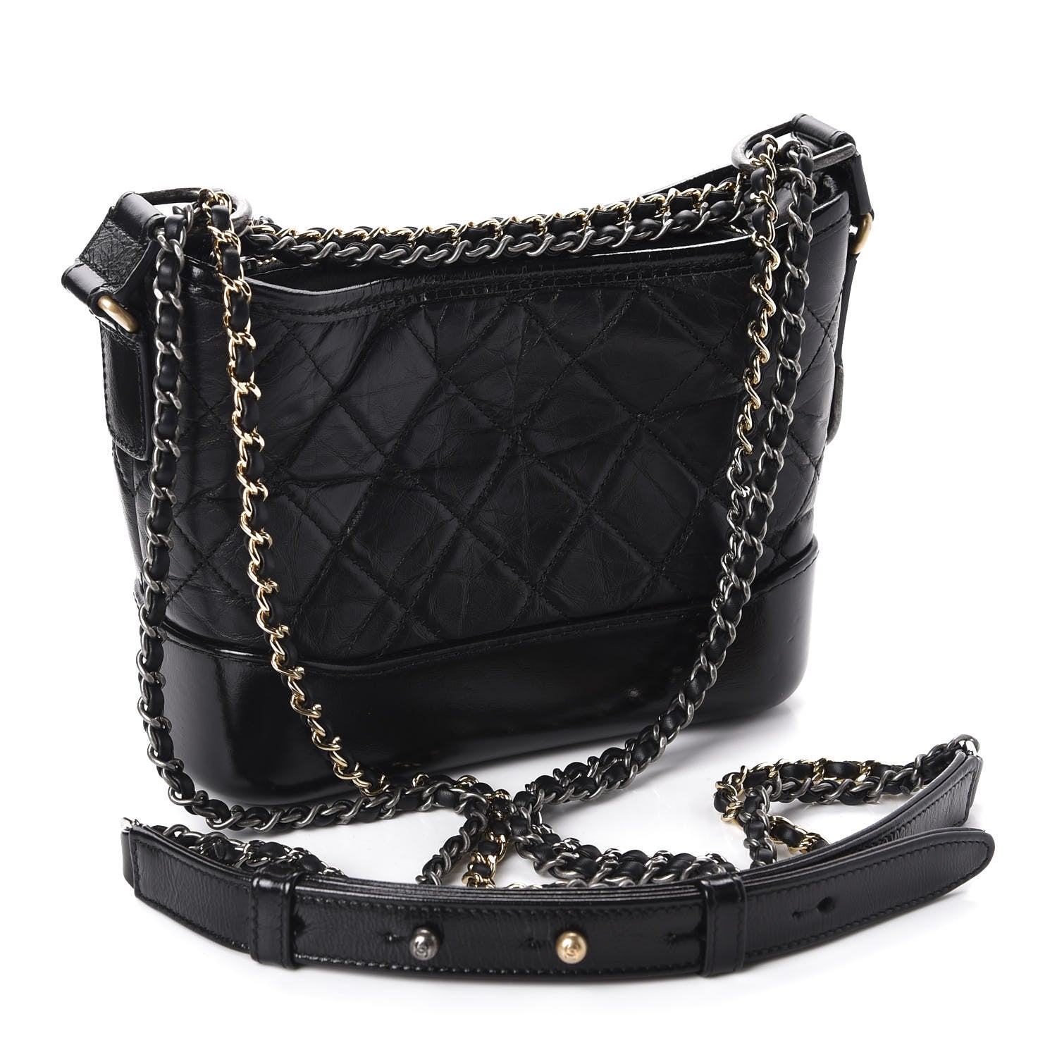 Chanel Aged Calfskin Quilted Small Gabrielle Hobo Black 2 of 10