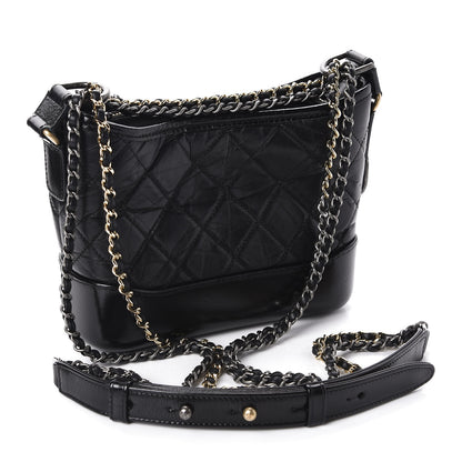 Chanel Aged Calfskin Quilted Small Gabrielle Hobo Black 2 of 10